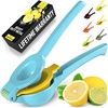 image:imageZulay Kitchen Metal 2in1 Lemon Squeezer  Sturdy Max Extraction Hand Juicer Lemon Squeezer Gets Every Last Drop  Easy to Clean Manual Citrus Juicer  EasyUse Lemon Juicer Squeezer  RedYellowCool Blue and Yellow