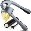 image:imageZulay Kitchen Premium Garlic Press Set  Rust Proof Professional Garlic Mincer Tool  EasySqueeze EasyClean with Soft Ergonomic Handle  Silicone Garlic Peeler amp Brush SilverStandard Slate