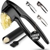 image:imageZulay Kitchen Premium Garlic Press Set  Rust Proof Professional Garlic Mincer Tool  EasySqueeze EasyClean with Soft Ergonomic Handle  Silicone Garlic Peeler amp Brush SilverPremium Black