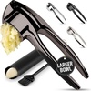 image:imageZulay Kitchen Premium Garlic Press Set  Rust Proof Professional Garlic Mincer Tool  EasySqueeze EasyClean with Soft Ergonomic Handle  Silicone Garlic Peeler amp Brush SilverPremium Dark Gray