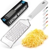 image:imageZulay Kitchen Professional Cheese Grater Stainless Steel  Durable RustProof Metal Lemon Zester Grater With Handle  Flat Handheld Shredder for Parmesan Chocolate Spices And More  OrangeWhite