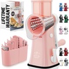 image:imageZulay Kitchen Rotary Cheese Grater 5 Blade Cheese Shredder  Manual Hand Crank Cheese Grater With Reinforced Suction amp 5 Interchangeable Drums  Easy to Use Vegetable Chopper Round Mandoline SlicerPeach  White