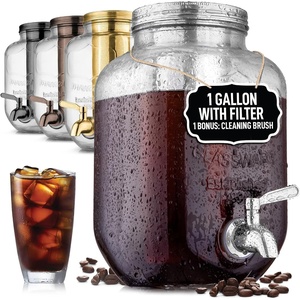 image:imageAirtight Cold Brew Coffee Maker with EXTRATHICK Glass Carafe Stainless Steel Mesh Filter and NonSlip Silicone Base  Premium Iced Coffee Maker Cold Brew Pitcher amp Tea Infuser  by ZulayRadiant Silver