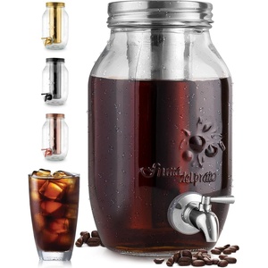 image:imageAirtight Cold Brew Coffee Maker with EXTRATHICK Glass Carafe Stainless Steel Mesh Filter and NonSlip Silicone Base  Premium Iced Coffee Maker Cold Brew Pitcher amp Tea Infuser  by ZulaySilver