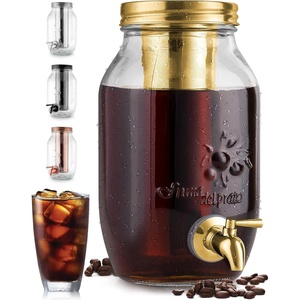 image:imageAirtight Cold Brew Coffee Maker with EXTRATHICK Glass Carafe Stainless Steel Mesh Filter and NonSlip Silicone Base  Premium Iced Coffee Maker Cold Brew Pitcher amp Tea Infuser  by ZulayGold