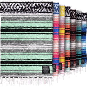 image:imageHydration Nation Authentic Large Handwoven Mexican Striped Throw Blanket  Soft Durable EcoFriendly  70x50  AzureAqua Green