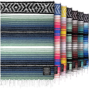 image:imageHydration Nation Authentic Large Handwoven Mexican Striped Throw Blanket  Soft Durable EcoFriendly  70x50  AzureArctic
