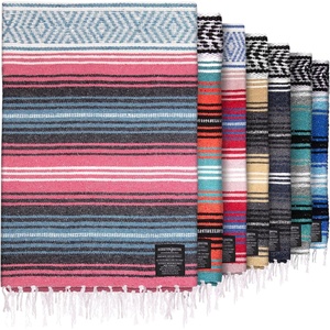 image:imageHydration Nation Authentic Large Handwoven Mexican Striped Throw Blanket  Soft Durable EcoFriendly  70x50  AzureAzure