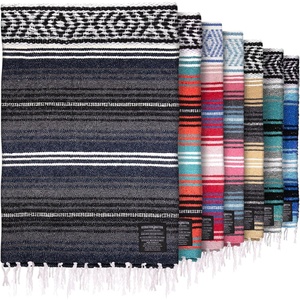 image:imageHydration Nation Authentic Large Handwoven Mexican Striped Throw Blanket  Soft Durable EcoFriendly  70x50  AzureBlue Haze