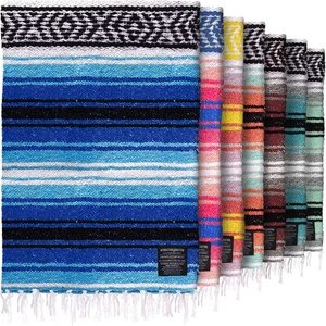 image:imageHydration Nation Authentic Large Handwoven Mexican Striped Throw Blanket  Soft Durable EcoFriendly  70x50  AzureBlue Turquoise