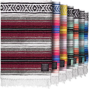 image:imageHydration Nation Authentic Large Handwoven Mexican Striped Throw Blanket  Soft Durable EcoFriendly  70x50  AzureCherry
