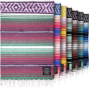 image:imageHydration Nation Authentic Large Handwoven Mexican Striped Throw Blanket  Soft Durable EcoFriendly  70x50  AzureDawn