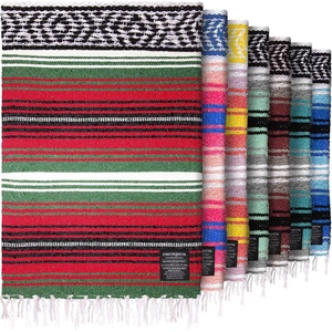 image:imageHydration Nation Authentic Large Handwoven Mexican Striped Throw Blanket  Soft Durable EcoFriendly  70x50  AzureDragon