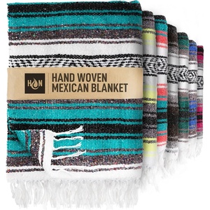 image:imageHydration Nation Authentic Large Handwoven Mexican Striped Throw Blanket  Soft Durable EcoFriendly  70x50  AzureEmerald