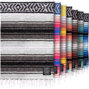 image:imageHydration Nation Authentic Large Handwoven Mexican Striped Throw Blanket  Soft Durable EcoFriendly  70x50  AzureGray