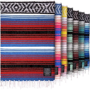 image:imageHydration Nation Authentic Large Handwoven Mexican Striped Throw Blanket  Soft Durable EcoFriendly  70x50  AzureMariner