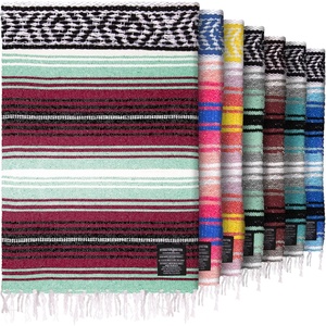 image:imageHydration Nation Authentic Large Handwoven Mexican Striped Throw Blanket  Soft Durable EcoFriendly  70x50  AzureMiami Vice