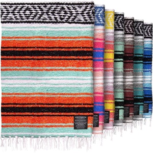 image:imageHydration Nation Authentic Large Handwoven Mexican Striped Throw Blanket  Soft Durable EcoFriendly  70x50  AzureMint Orange