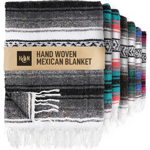 image:imageHydration Nation Authentic Large Handwoven Mexican Striped Throw Blanket  Soft Durable EcoFriendly  70x50  AzureOxford