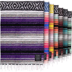image:imageHydration Nation Authentic Large Handwoven Mexican Striped Throw Blanket  Soft Durable EcoFriendly  70x50  AzurePurple