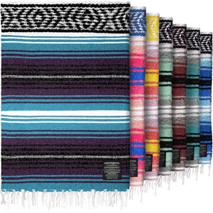 image:imageHydration Nation Authentic Large Handwoven Mexican Striped Throw Blanket  Soft Durable EcoFriendly  70x50  AzurePurple Haze