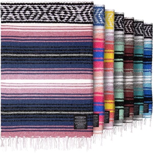 image:imageHydration Nation Authentic Large Handwoven Mexican Striped Throw Blanket  Soft Durable EcoFriendly  70x50  AzureRose Pastel