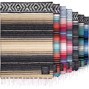 image:imageHydration Nation Authentic Large Handwoven Mexican Striped Throw Blanket  Soft Durable EcoFriendly  70x50  AzureSand