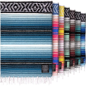 image:imageHydration Nation Authentic Large Handwoven Mexican Striped Throw Blanket  Soft Durable EcoFriendly  70x50  AzureSky Blue