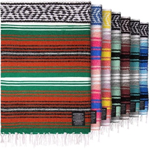 image:imageHydration Nation Authentic Large Handwoven Mexican Striped Throw Blanket  Soft Durable EcoFriendly  70x50  AzureStorm Orange