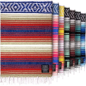 image:imageHydration Nation Authentic Large Handwoven Mexican Striped Throw Blanket  Soft Durable EcoFriendly  70x50  AzureSunrise