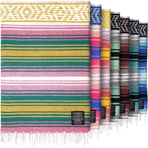 image:imageHydration Nation Authentic Large Handwoven Mexican Striped Throw Blanket  Soft Durable EcoFriendly  70x50  AzureSunshine