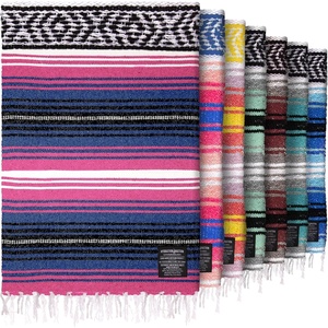 image:imageHydration Nation Authentic Large Handwoven Mexican Striped Throw Blanket  Soft Durable EcoFriendly  70x50  AzureTwilight