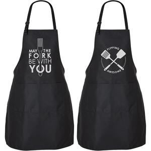 image:imageZulay 2Pack Funny Aprons for Men amp Women  Kitchen Aprons with Adjustable Neck Strap amp 2 Large PocketsFork Spatula Set