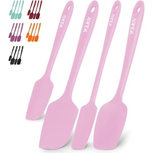 image:imageZulay 4pcs Silicone Spatula Set  Heat Resistant Silicone Tools for Cooking Baking amp Mixing  One Piece Design Spatulas for NonStick Cookware  Durable Stainless Steel Core Pink