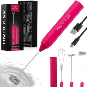 image:imageZulay Froth N Go Milk Frother  Rechargeable 3in1 Handheld Frother Wand with Travel Case amp USBC Charger  Single Double amp Egg Whisk for Latte Cappuccino Matcha Protein Shakes  Diamond WhiteDragon Fruit Pink