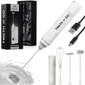 image:imageZulay Froth N Go Milk Frother  Rechargeable 3in1 Handheld Frother Wand with Travel Case amp USBC Charger  Single Double amp Egg Whisk for Latte Cappuccino Matcha Protein Shakes  Diamond WhiteFrosted Marble