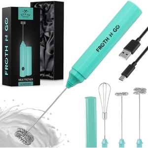 image:imageZulay Froth N Go Milk Frother  Rechargeable 3in1 Handheld Frother Wand with Travel Case amp USBC Charger  Single Double amp Egg Whisk for Latte Cappuccino Matcha Protein Shakes  Diamond WhiteElectric Aqua