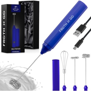 image:imageZulay Froth N Go Milk Frother  Rechargeable 3in1 Handheld Frother Wand with Travel Case amp USBC Charger  Single Double amp Egg Whisk for Latte Cappuccino Matcha Protein Shakes  Diamond WhiteFusion Royal Blue
