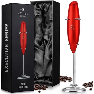 image:imageZulay Froth N Go Milk Frother  Rechargeable 3in1 Handheld Frother Wand with Travel Case amp USBC Charger  Single Double amp Egg Whisk for Latte Cappuccino Matcha Protein Shakes  Forge MarbleMajestic Cardinal Red