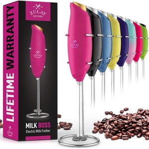 image:imageZulay Froth N Go Milk Frother  Rechargeable 3in1 Handheld Frother Wand with Travel Case amp USBC Charger  Single Double amp Egg Whisk for Latte Cappuccino Matcha Protein Shakes  Diamond WhiteOne Pink with Gold