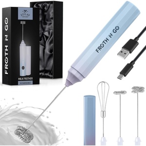 image:imageZulay Froth N Go Milk Frother  Rechargeable 3in1 Handheld Frother Wand with Travel Case amp USBC Charger  Single Double amp Egg Whisk for Latte Cappuccino Matcha Protein Shakes  Diamond WhiteDove Cloud