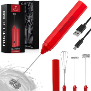 image:imageZulay Froth N Go Milk Frother  Rechargeable 3in1 Handheld Frother Wand with Travel Case amp USBC Charger  Single Double amp Egg Whisk for Latte Cappuccino Matcha Protein Shakes  Forge MarbleEmber Red