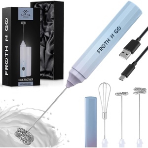 image:imageZulay Froth N Go Milk Frother  Rechargeable 3in1 Handheld Frother Wand with Travel Case amp USBC Charger  Single Double amp Egg Whisk for Latte Cappuccino Matcha Protein Shakes  Forge MarbleDove Cloud
