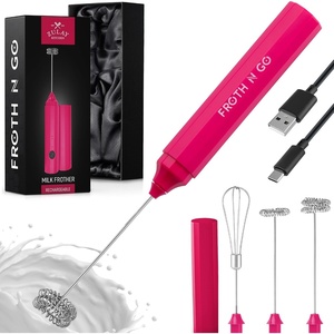 image:imageZulay Froth N Go Milk Frother  Rechargeable 3in1 Handheld Frother Wand with Travel Case amp USBC Charger  Single Double amp Egg Whisk for Latte Cappuccino Matcha Protein Shakes  Forge MarbleDragon Fruit Pink