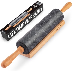 image:imageZulay Kitchen 159 inch Professional Stainless Steel Rolling Pin  Lightweight Metal French Rolling Pin  Perfect for Baking Fondant Pizza Dough Roller DumplingBlack