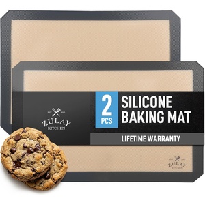 image:imageZulay Kitchen 2 Pack Silicone Baking Mat Sheet Set  Reusable Baking Mat Nonstick  Half Sheet Baking Mat For Oven  165 x 116 Light GrayDark Gray