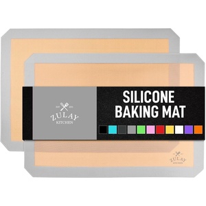 image:imageZulay Kitchen 2 Pack Silicone Baking Mat Sheet Set  Reusable Baking Mat Nonstick  Half Sheet Baking Mat For Oven  165 x 116 Light GrayPale Gray