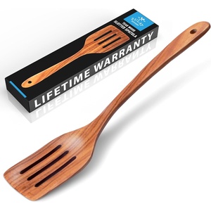 image:imageZulay Kitchen 94 Teak Wooden Cooking Spoon  Durable NonStick Wooden Utensil for Cooking Stirring Mixing amp Serving  HeatResistant Smooth Finish Kitchen Spoon for Nonstick Cookware1Piece Slotted Spatula