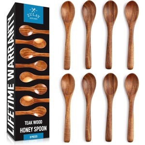 image:imageZulay Kitchen 94 Teak Wooden Cooking Spoon  Durable NonStick Wooden Utensil for Cooking Stirring Mixing amp Serving  HeatResistant Smooth Finish Kitchen Spoon for Nonstick Cookware8Piece Honey Dipper Set