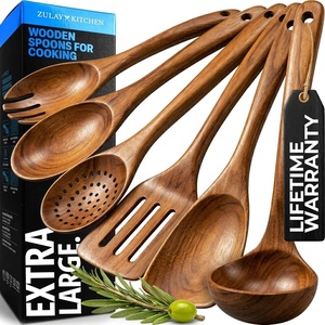 image:imageZulay Kitchen 9Piece Teak Wooden Utensils for Cooking  Natural Teak Utensil Set with Premium Gift Box  NonStick Wooden Spoons for Cooking  Kitchen Gift Set  Comfortable Grip Wooden Utensil Set6